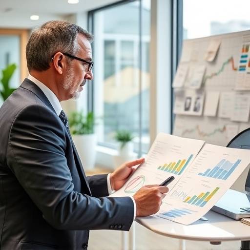 A financial advisor explaining retirement planning options to a client, using charts and graphs to illustrate potential outcomes.