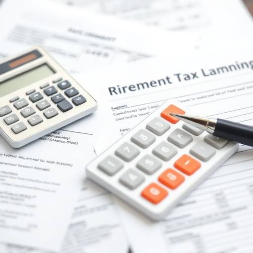 Calculator and financial documents representing tax planning for retirement
